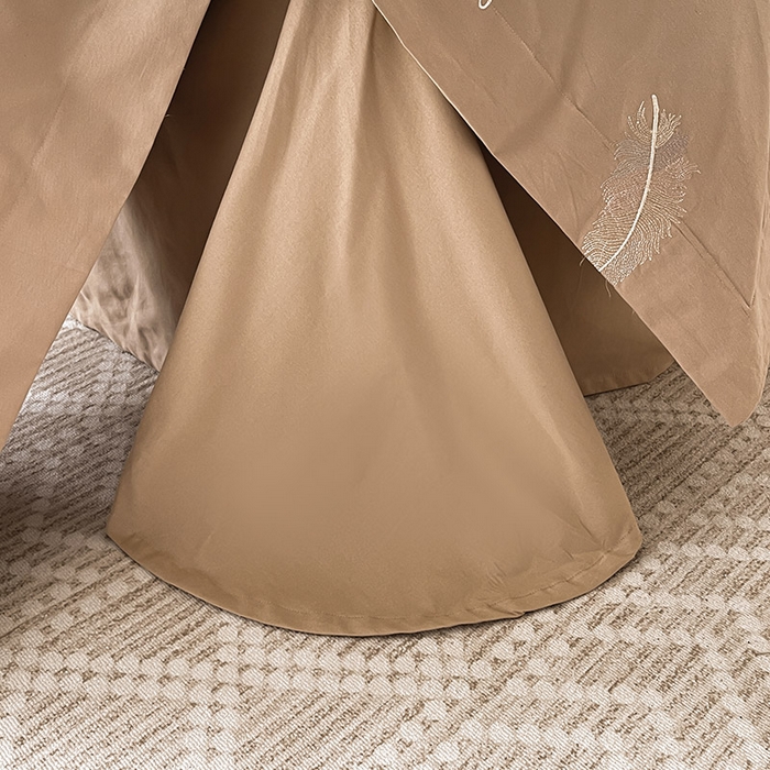 91家纺网 家纺一手货源 找家纺 【A类母婴级】加厚保暖全棉磨毛四件套纯棉刺绣床单被套轻奢风床笠款纯色简约床上用品 洛依-拿铁