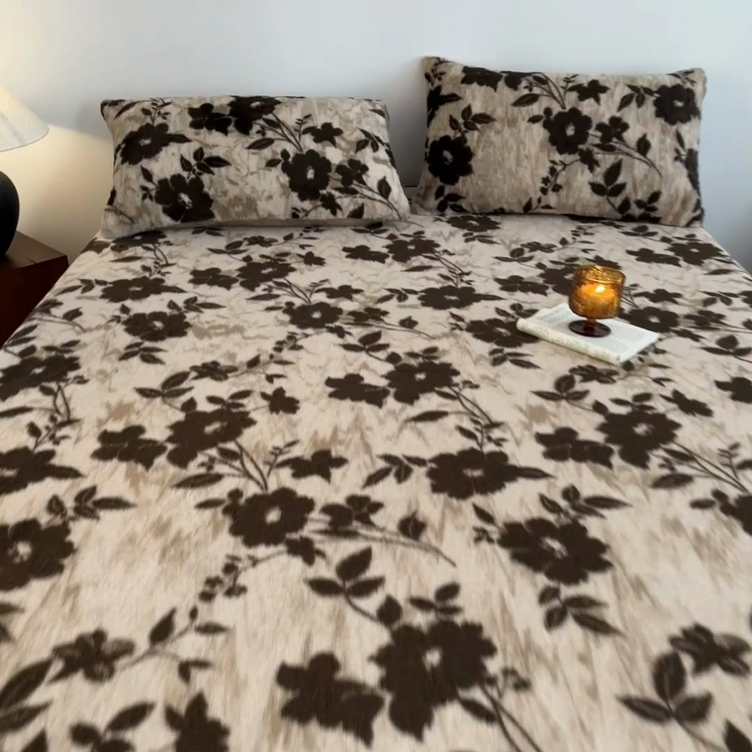 91家纺网 家纺一手货源 找家纺 子曰 2025新款加厚美拉德兔绒床笠床褥子床护垫 美拉德-花语