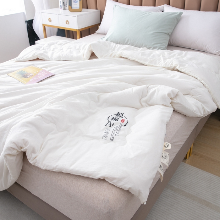 91家纺网 家纺一手货源 找家纺 梦莎被业 2025新款原棉被子被芯 软软米白