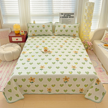 2024新款水洗全棉牛奶绒床盖三件套 佳朵