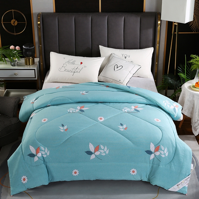 91家纺网 家纺一手货源 找家纺 梦莎被业 2025新款水洗棉印花舒适春秋被四季被夏被冬被被子被芯 一抹清香绿