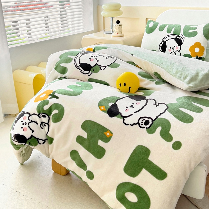 91家纺网 家纺一手货源 找家纺 乐秀家纺 2025新款A类牛奶绒幼儿园被子可拆卸被套+被芯 快乐宝贝