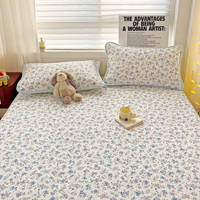 91家纺网 家纺一手货源 找家纺 2024新款水洗全棉牛奶绒床盖三件套 晚风