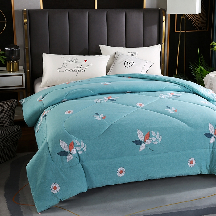 91家纺网 家纺一手货源 找家纺 梦莎被业 2025新款水洗棉印花舒适春秋被四季被夏被冬被被子被芯 一抹清香绿