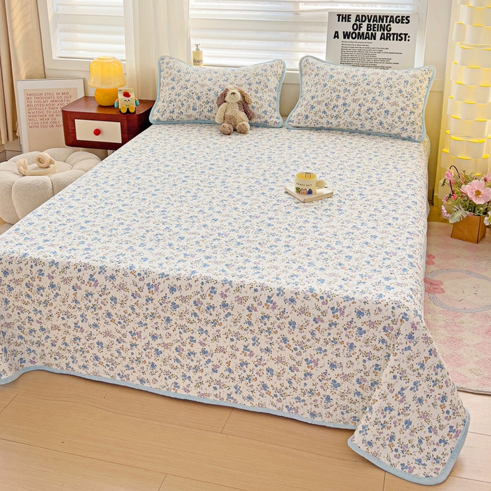 91家纺网 家纺一手货源 找家纺 2024新款水洗全棉牛奶绒床盖三件套 晚风