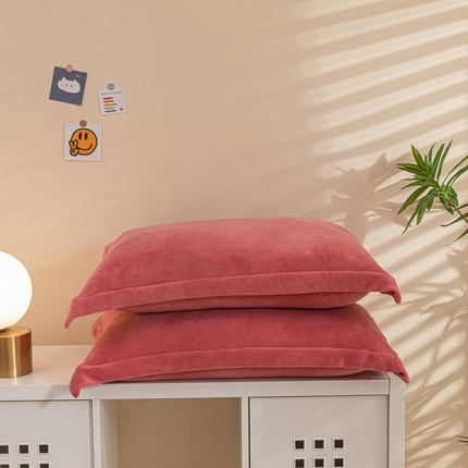 91家纺网 家纺一手货源 找家纺 （总）金喜 2025新款200g牛奶绒纯色单品枕套