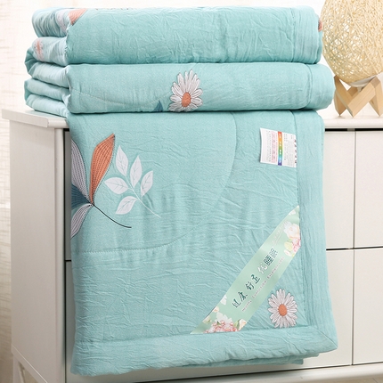 梦莎被业 2025新款水洗棉印花亲肤可水洗夏凉被空调被四季被夏被被子被芯 一抹清香绿