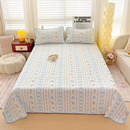 2024新款水洗全棉牛奶绒床盖三件套 云河梦
