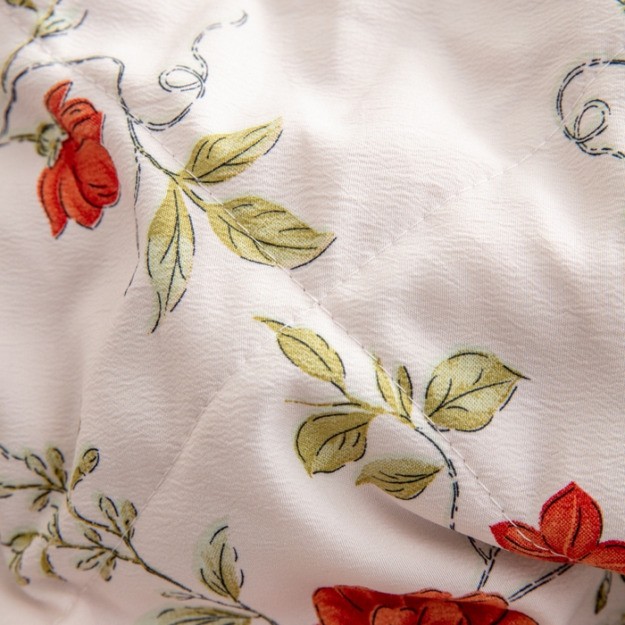 91家纺网 家纺一手货源 找家纺 梦莎被业 2025新款A类水洗棉麻夏凉被夏被四件套棉麻双层纱大豆夏被空调被直播热款-主图二 浪漫花语