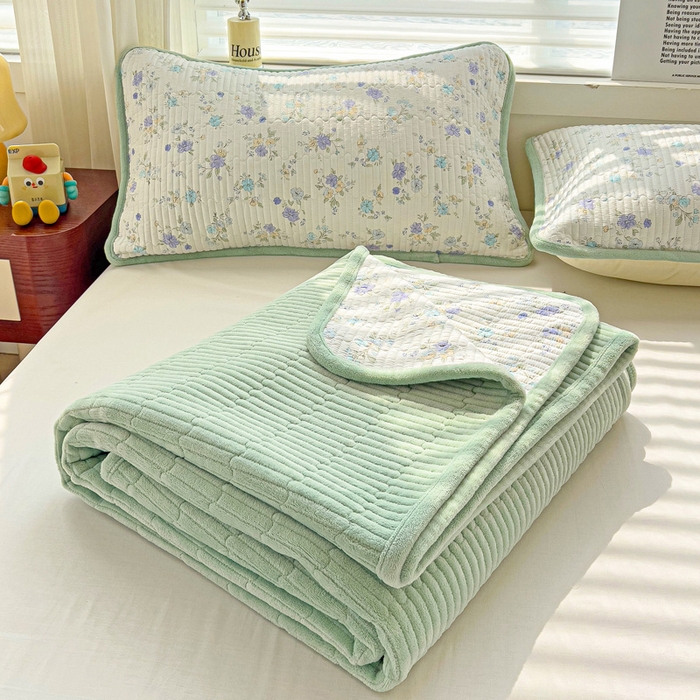 91家纺网 家纺一手货源 找家纺 2024新款水洗全棉牛奶绒床盖四件套 繁花似锦