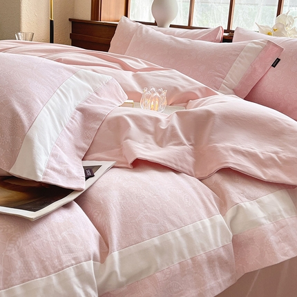 91家纺网 家纺一手货源 找家纺 （总)    A类加厚全棉磨毛四件套纯棉数码印花拼接被套床单轻奢风床笠款床上用品   