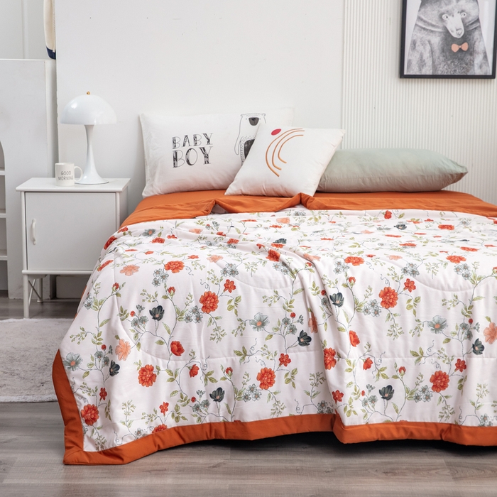 91家纺网 家纺一手货源 找家纺 （总）梦莎被业 2025新款A类水洗棉麻夏凉被夏被四件套棉麻双层纱大豆夏被空调被直播热款-主图一