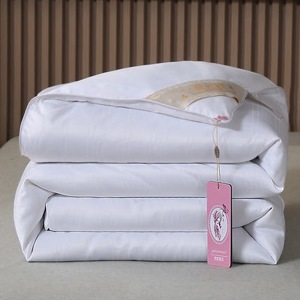 91家纺网 家纺一手货源 找家纺 尚品家纺 2024新款全棉提花蚕丝子母被冬被春秋被被子 月光白