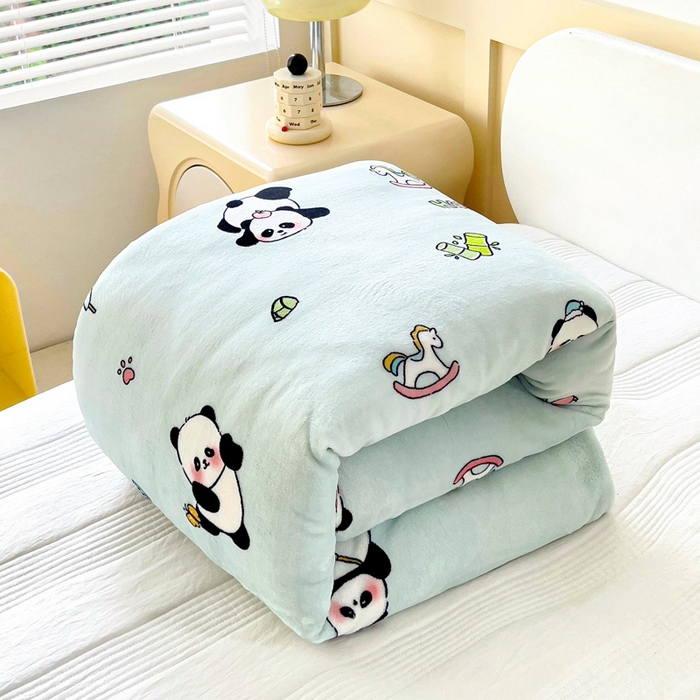 91家纺网 家纺一手货源 找家纺 乐秀家纺 2025新款A类牛奶绒幼儿园被子可拆卸被套+被芯 运动熊猫