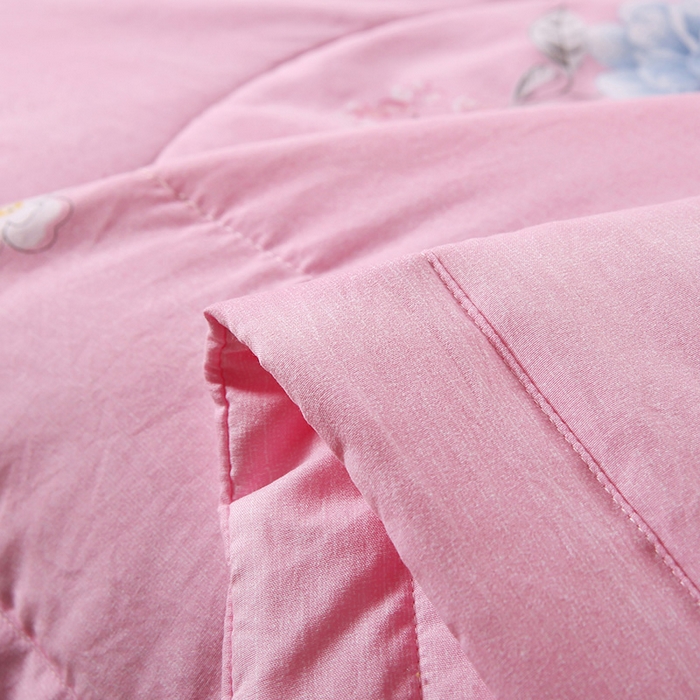 91家纺网 家纺一手货源 找家纺 梦莎被业 2025新款水洗棉印花亲肤可水洗夏凉被空调被四季被夏被被子被芯 国色天香粉