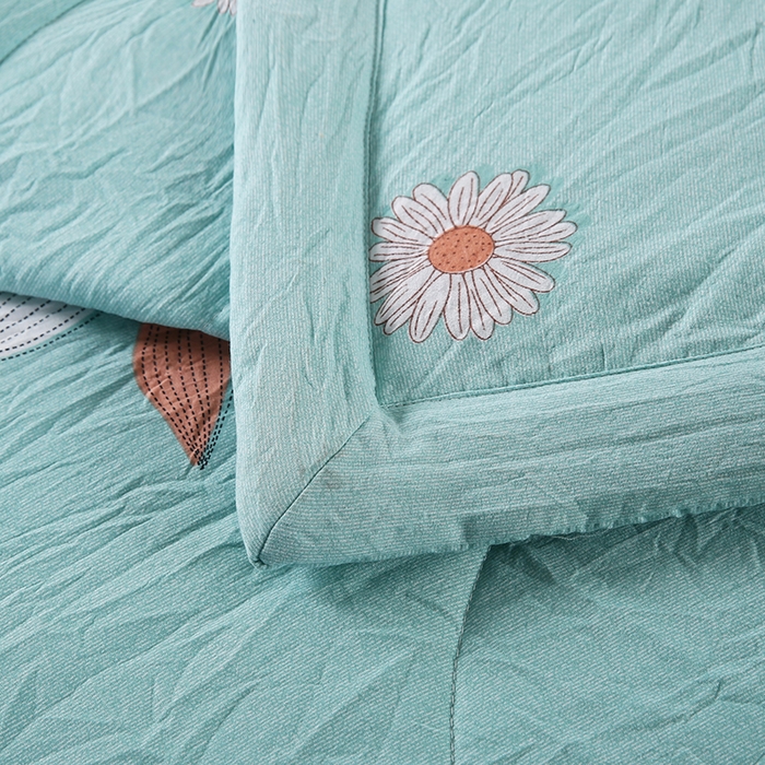 91家纺网 家纺一手货源 找家纺 梦莎被业 2025新款水洗棉印花亲肤可水洗夏凉被空调被四季被夏被被子被芯 一抹清香绿