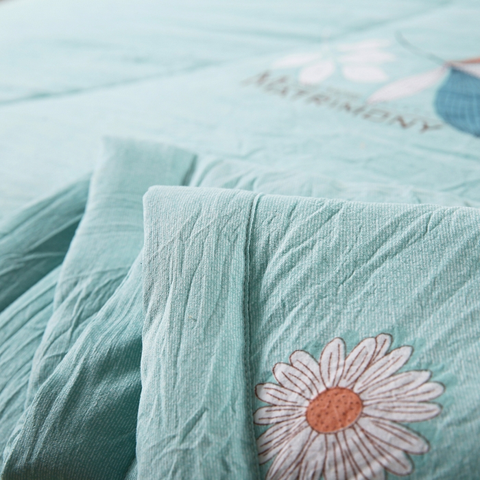 91家纺网 家纺一手货源 找家纺 梦莎被业 2025新款水洗棉印花亲肤可水洗夏凉被空调被四季被夏被被子被芯 一抹清香绿