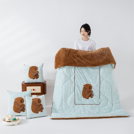 翰轩家居 2024新款宝宝绒围巾豚多功能抱枕被 围巾豚-天空蓝