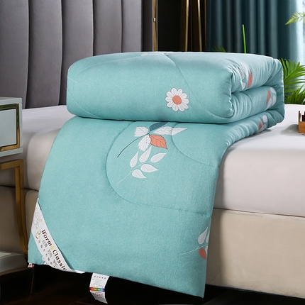 梦莎被业 2025新款水洗棉印花舒适春秋被四季被夏被冬被被子被芯 一抹清香绿
