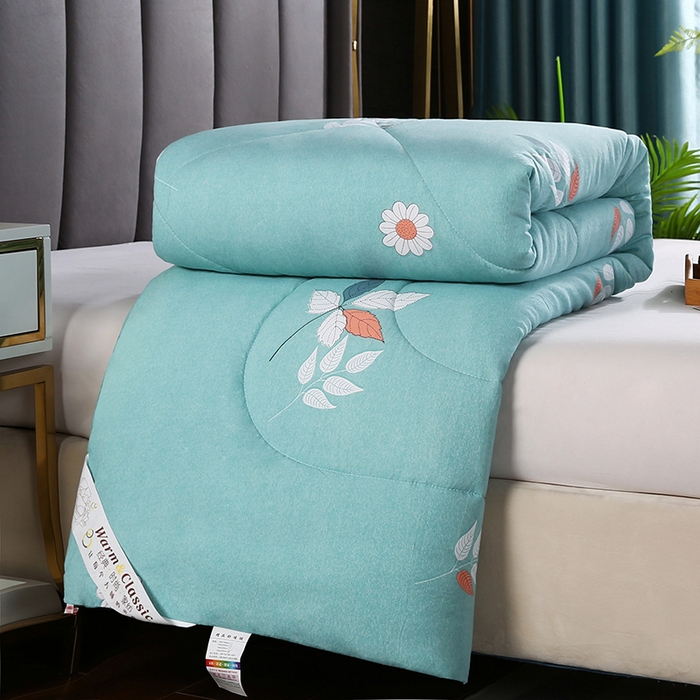 91家纺网 家纺一手货源 找家纺 梦莎被业 2025新款水洗棉印花舒适春秋被四季被夏被冬被被子被芯 一抹清香绿