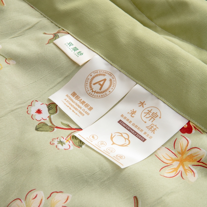 91家纺网 家纺一手货源 找家纺 梦莎被业 2025新款A类水洗棉麻夏凉被夏被四件套棉麻双层纱大豆夏被空调被直播热款-主图一 夏日风情