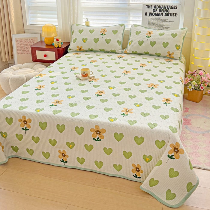 91家纺网 家纺一手货源 找家纺 2024新款水洗全棉牛奶绒床盖三件套 佳朵