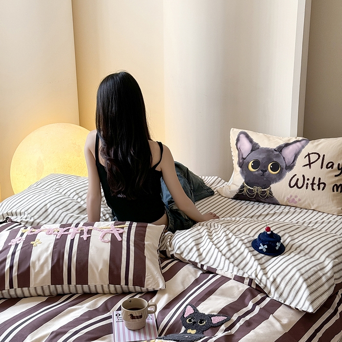 91家纺网 家纺一手货源 找家纺 2024春季新品毛巾绣13370全棉卡通系列四件套 德文