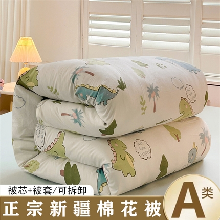 晓时候 2025新款印花水洗棉新疆棉花被可拆洗被子被芯冬被春秋被 恐龙乐园
