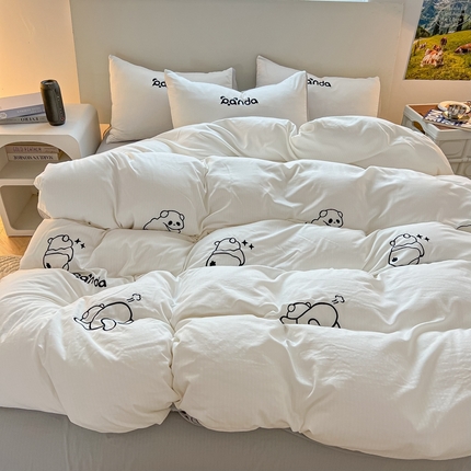 91家纺网 家纺一手货源 找家纺 （总）多乐家纺 2024新款A类超柔加厚有氧提花小竺棉绣花单被套