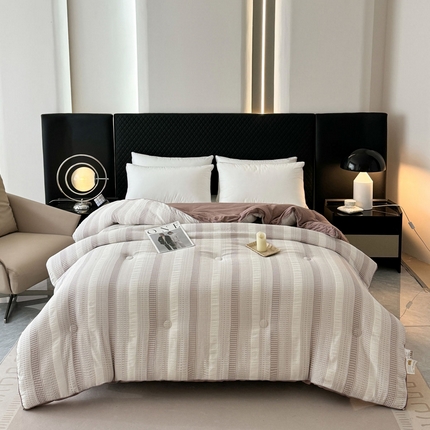 91家纺网 家纺一手货源 找家纺 蓝冰家纺 2024新款渐变华夫格大豆被冬被 网格时代--咖色