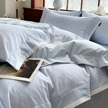 91家纺网 家纺一手货源 找家纺 （总)    A类加厚全棉磨毛四件套纯棉数码印花拼接被套床单轻奢风床笠款床上用品   