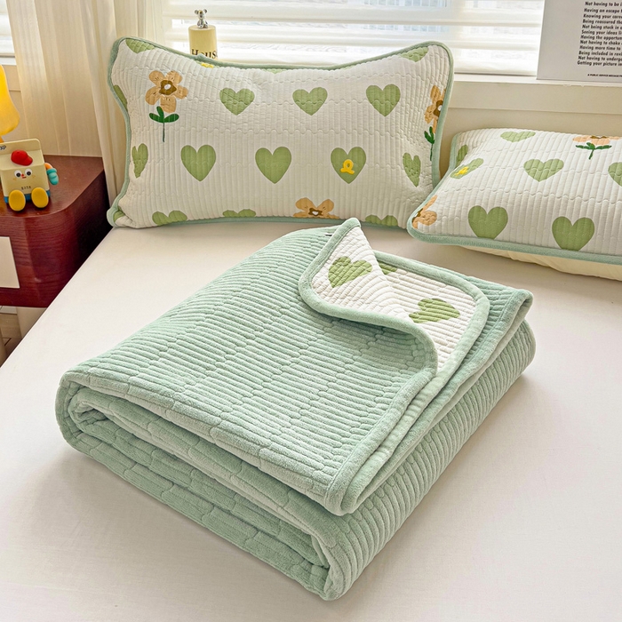 91家纺网 家纺一手货源 找家纺 2024新款水洗全棉牛奶绒床盖四件套 佳朵