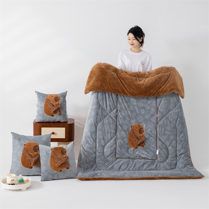翰轩家居 2024新款宝宝绒围巾豚多功能抱枕被 围巾豚-高级灰