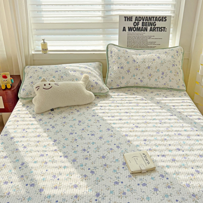 91家纺网 家纺一手货源 找家纺 2024新款水洗全棉牛奶绒床盖三件套 繁花似锦