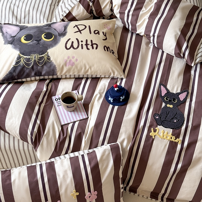 91家纺网 家纺一手货源 找家纺 2024春季新品毛巾绣13370全棉卡通系列四件套 德文