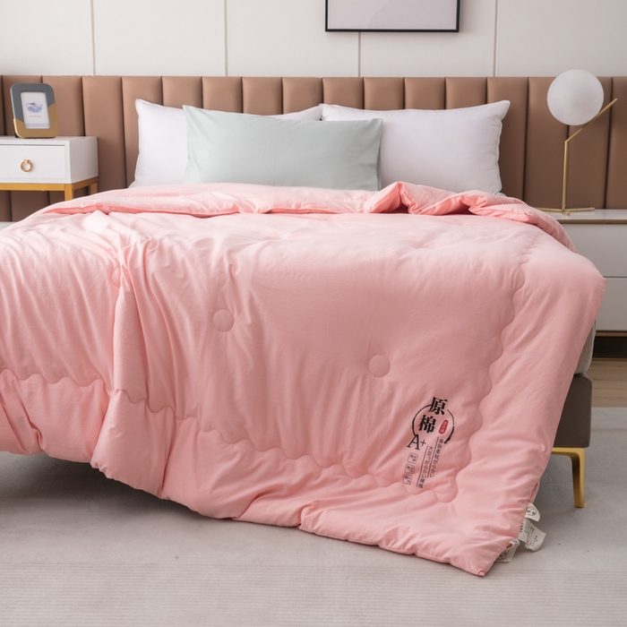 91家纺网 家纺一手货源 找家纺 梦莎被业 2025新款原棉被子被芯 软软粉玉