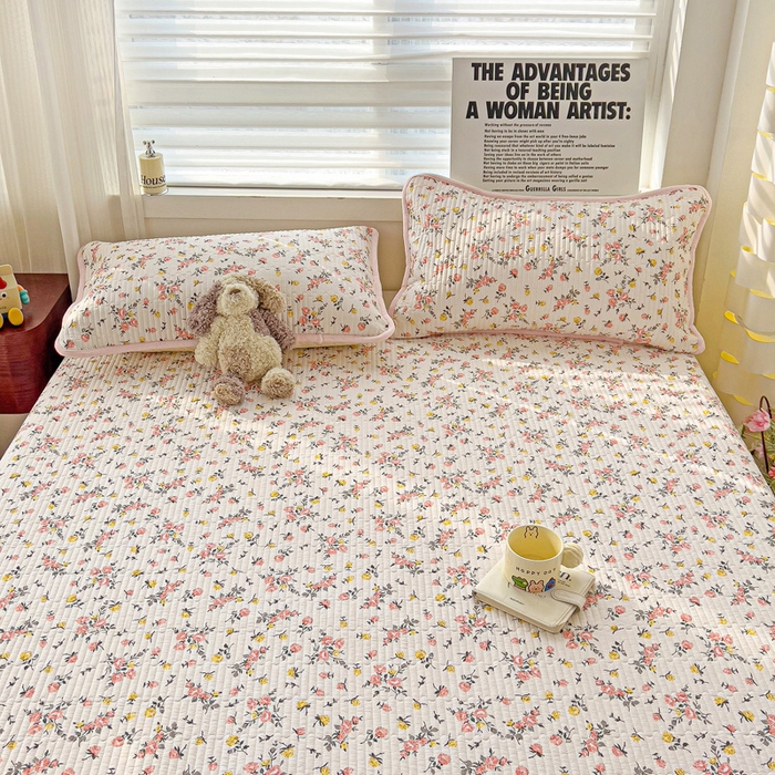 91家纺网 家纺一手货源 找家纺 2024新款水洗全棉牛奶绒床盖三件套 好事花生