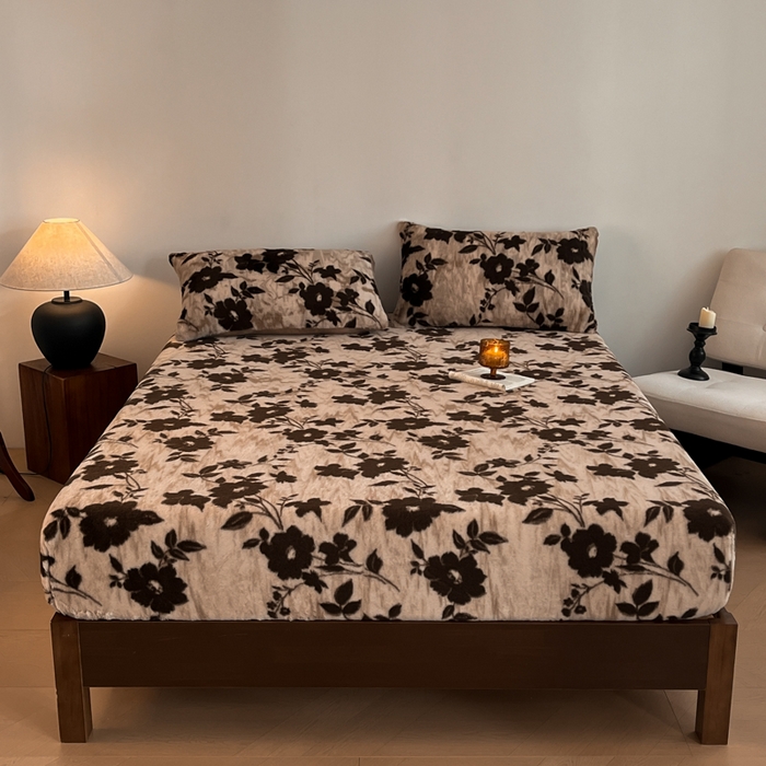 91家纺网 家纺一手货源 找家纺 子曰 2025新款加厚美拉德兔绒床笠床褥子床护垫 美拉德-花语