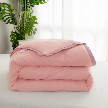 梦莎被业 2025新款直播款A类母婴级泡泡纱大豆纤维春秋被空调被加厚冬被 粉玉