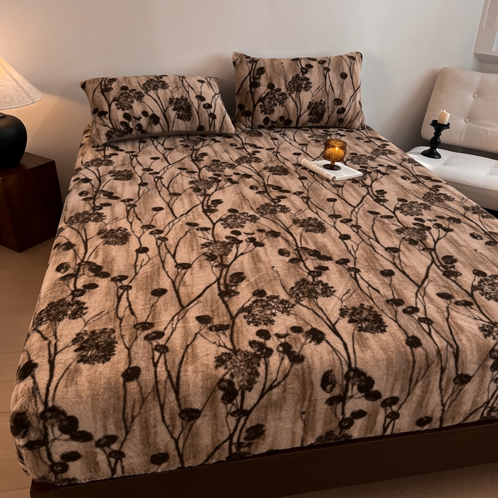 91家纺网 家纺一手货源 找家纺 子曰 2025新款加厚美拉德兔绒床笠床褥子床护垫 美拉德-夜影