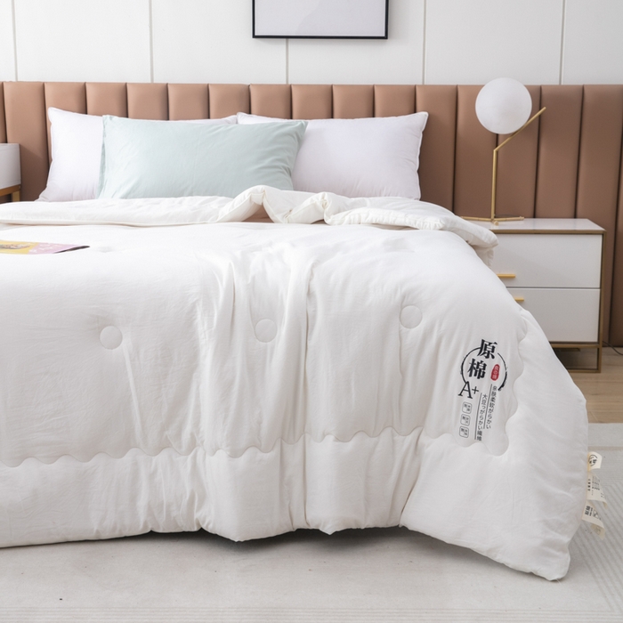 91家纺网 家纺一手货源 找家纺 梦莎被业 2025新款原棉被子被芯 软软米白