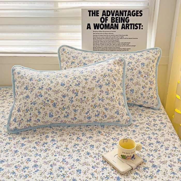 91家纺网 家纺一手货源 找家纺 2024新款水洗全棉牛奶绒床盖三件套 晚风