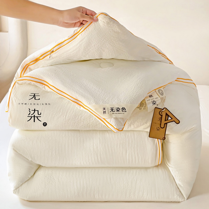 91家纺网 家纺一手货源 找家纺 梦莎被业 2025新款A类无染针织水洗棉大豆子母被 珍珠白