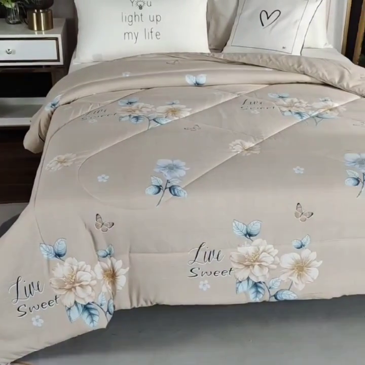 91家纺网 家纺一手货源 找家纺 梦莎被业 2025新款水洗棉印花舒适春秋被四季被夏被冬被被子被芯 国色天香驼