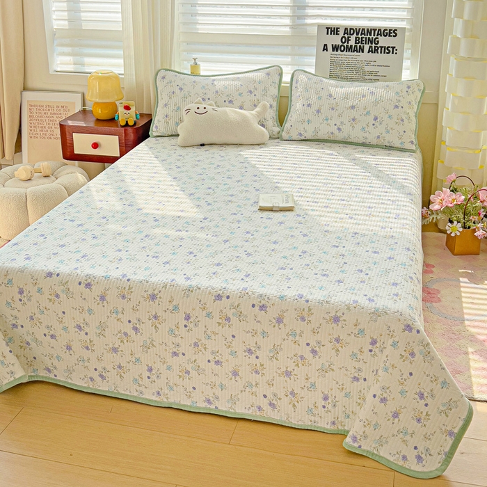 91家纺网 家纺一手货源 找家纺 2024新款水洗全棉牛奶绒床盖三件套 繁花似锦