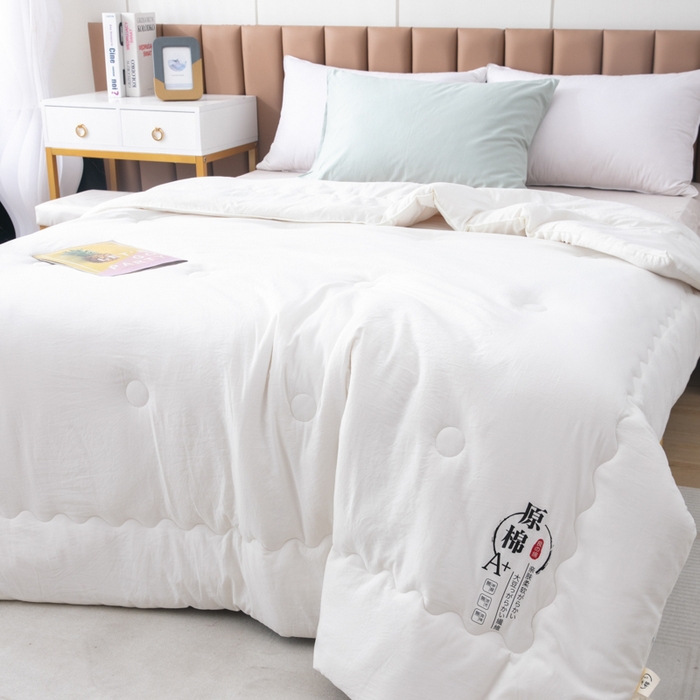 91家纺网 家纺一手货源 找家纺 梦莎被业 2025新款原棉被子被芯 软软米白