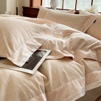 91家纺网 家纺一手货源 找家纺 （总)    A类加厚全棉磨毛四件套纯棉数码印花拼接被套床单轻奢风床笠款床上用品   