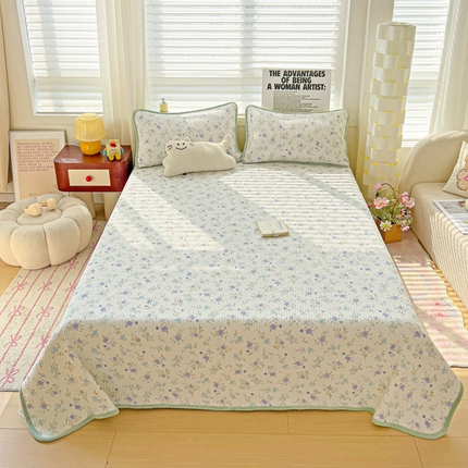 2024新款水洗全棉牛奶绒床盖三件套 繁花似锦