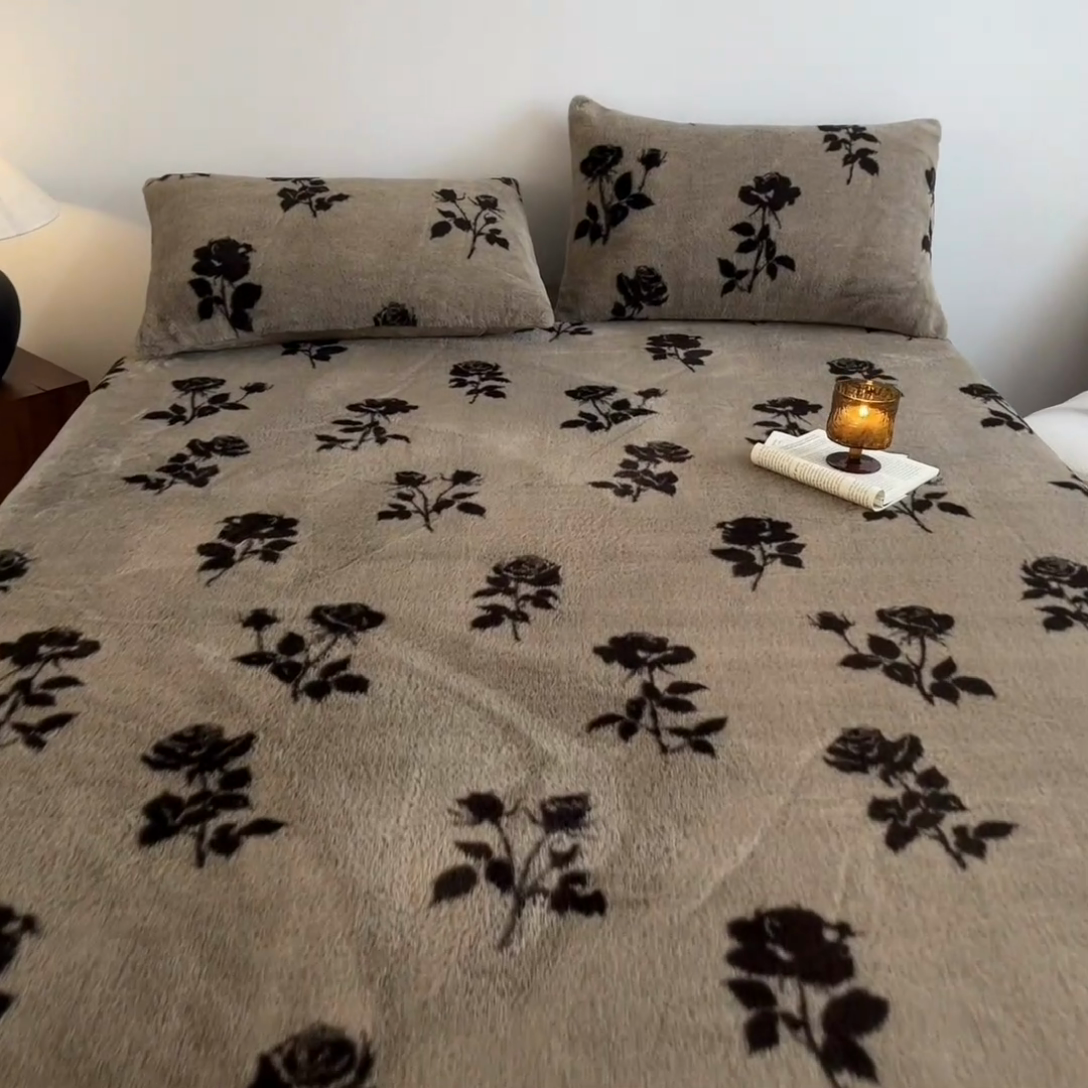 91家纺网 家纺一手货源 找家纺 子曰 2025新款加厚美拉德兔绒床笠床褥子床护垫 美拉德-玫瑰(咖)