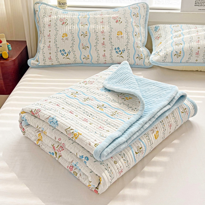 91家纺网 家纺一手货源 找家纺 2024新款水洗全棉牛奶绒床盖四件套 云河梦